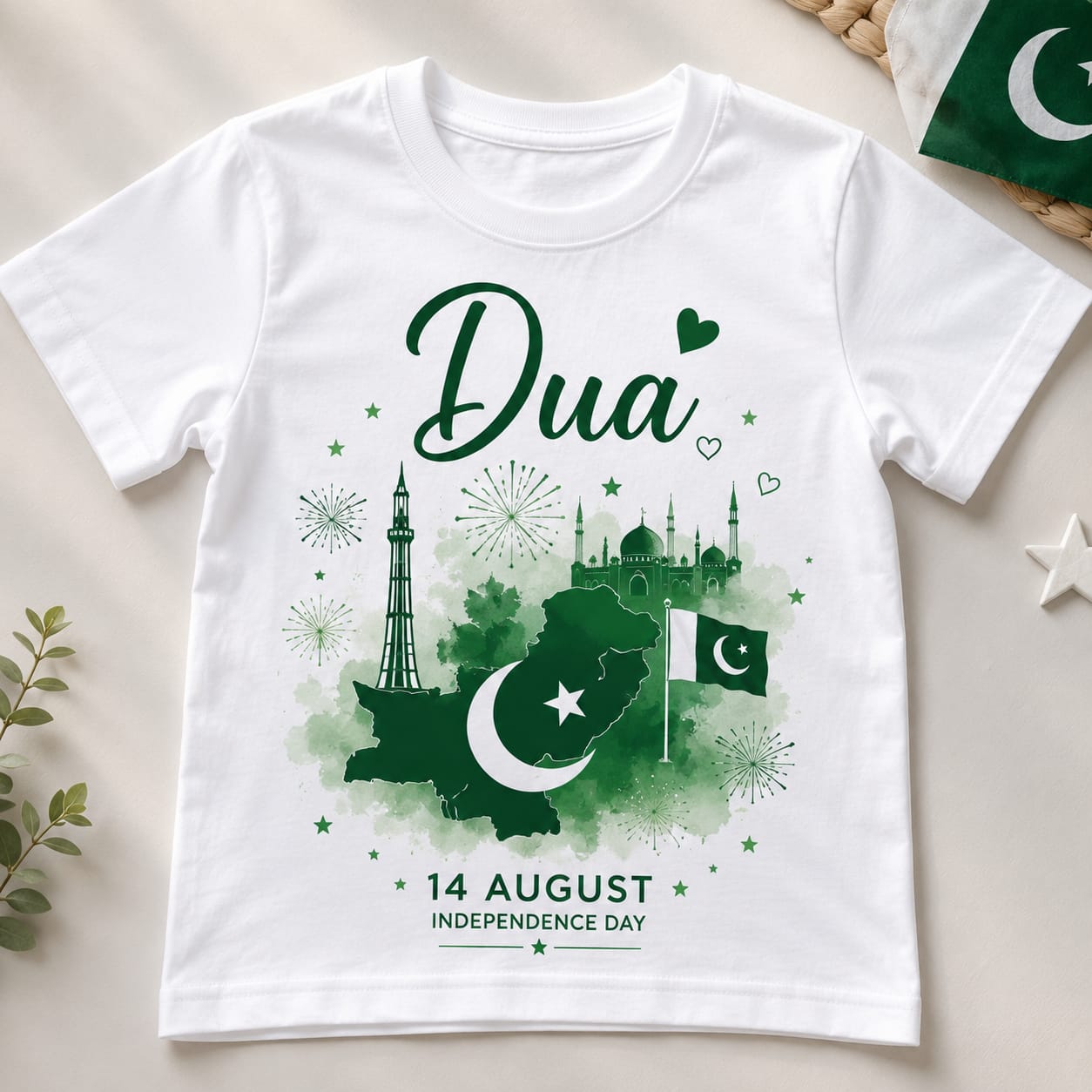 Personalized Pakistan Independence Day Kids T-Shirt | Custom Name 14 August Tee | Naaz by Request