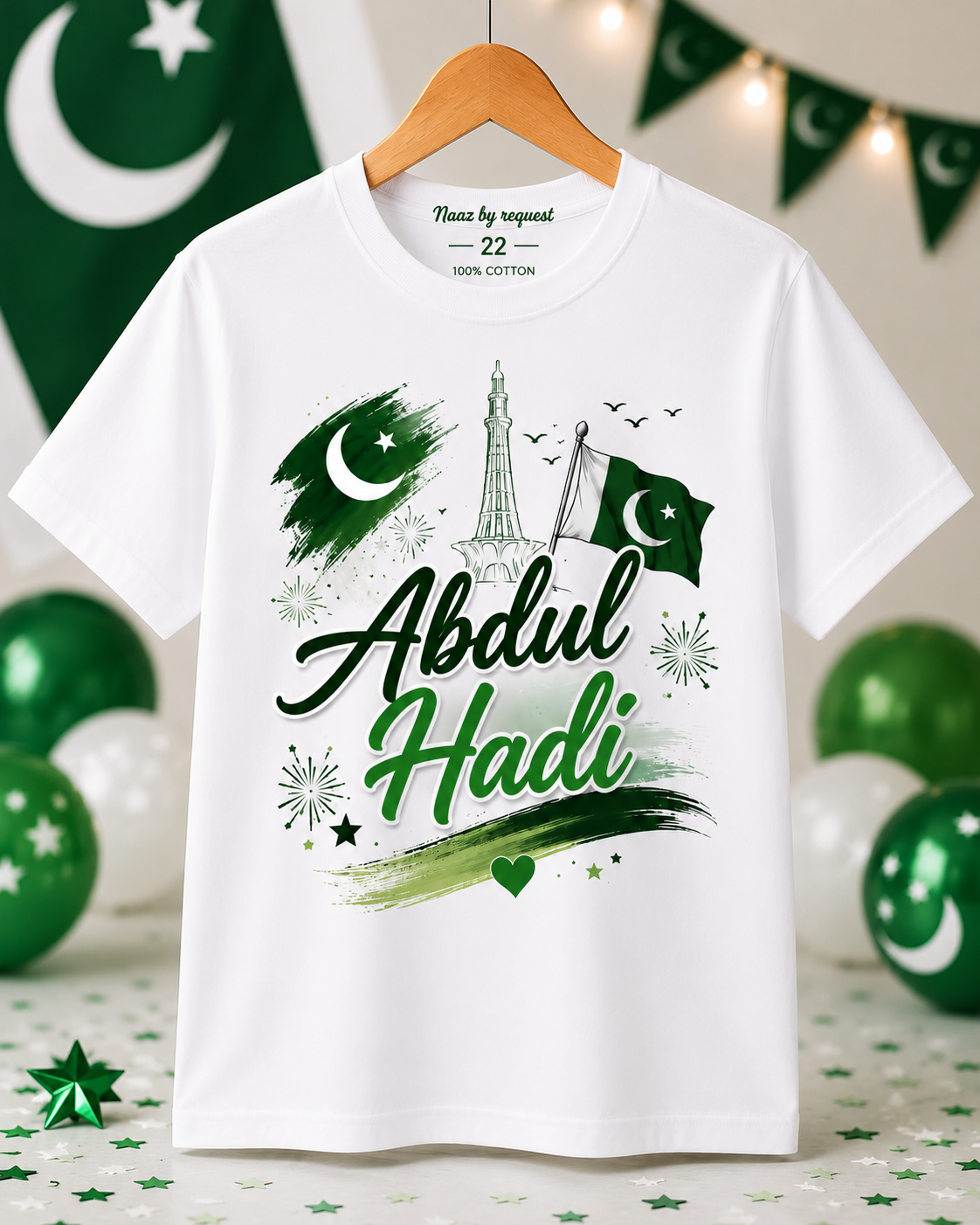 Personalized Pakistan Independence Day Kids T-Shirt | Custom Name 14 August Tee | Naaz by Request
