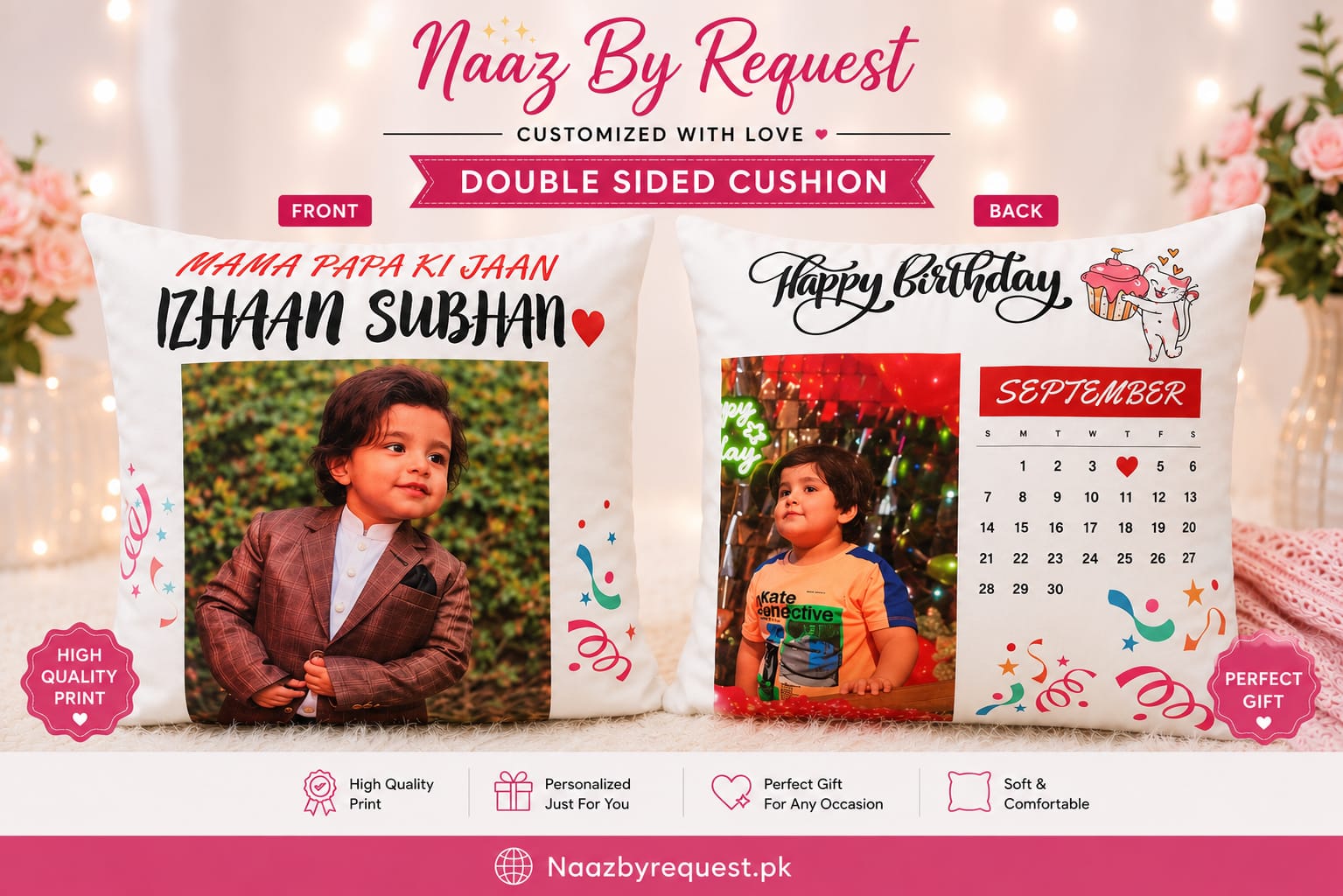 Double-Sided Personalized Photo Cushion | Naaz by Request
